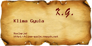 Klima Gyula névjegykártya